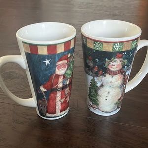 Susan Winget Tall Christmas Coffee Mugs -Set 2